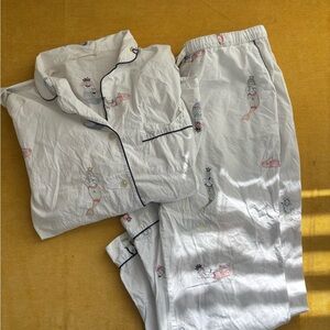 Printfresh White Pajama Set with Mermaid Print